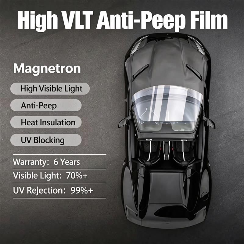 High Visible Light Transmittance Magnetron Sputtered Metal Film, New Solar Window Tint, Heat Insulation Anti-Peep Car Window Film Wholesale In Stock