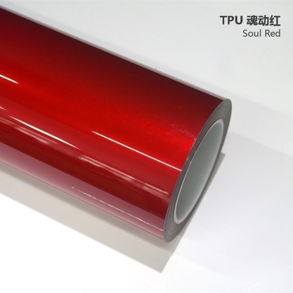Gloss Ferrari Red TPU Car Vinyl Film | Glossy Sporty Color Change Paint Protection