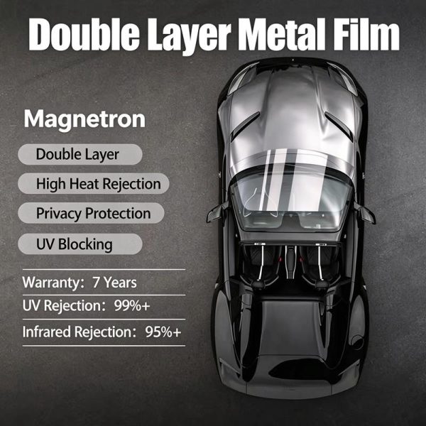 Double Layer Magnetron Sputtered Metal Window Film, High Heat Rejection Privacy UV Block Car Solar Tint Factory Wholesale Ready Stock