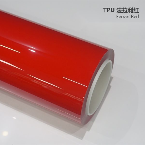 Gloss Ferrari Red TPU Car Vinyl Film | Glossy Sporty Color Change Paint Protection
