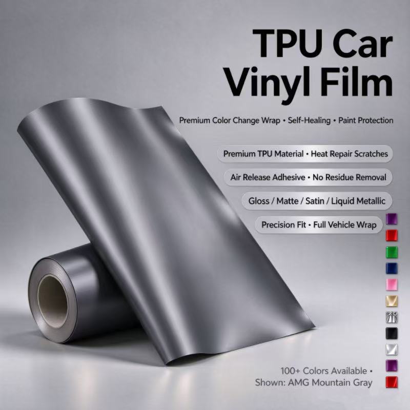3420dcd62c744a0e8bc8220a3fa0c097.jpg Matte AMG Mountain Gray TPU Car Vinyl Film | Satin Dark Gray Luxury Car Wrap