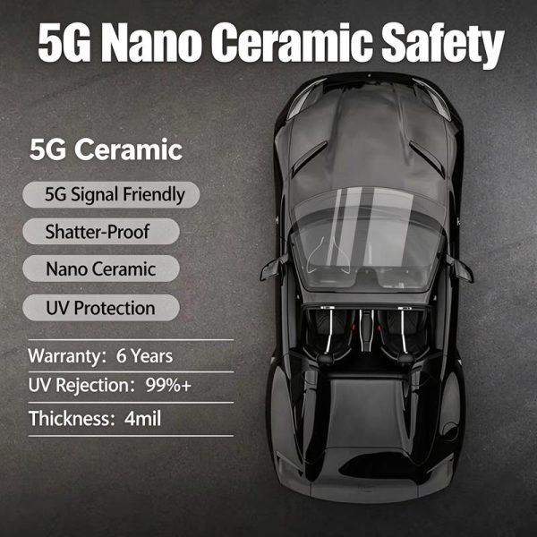 5G Nano Ceramic Safety Window Film, UV Sun Protection Heat Insulation Shatter-Proof Car Solar Tint Factory Wholesale Ready Stock