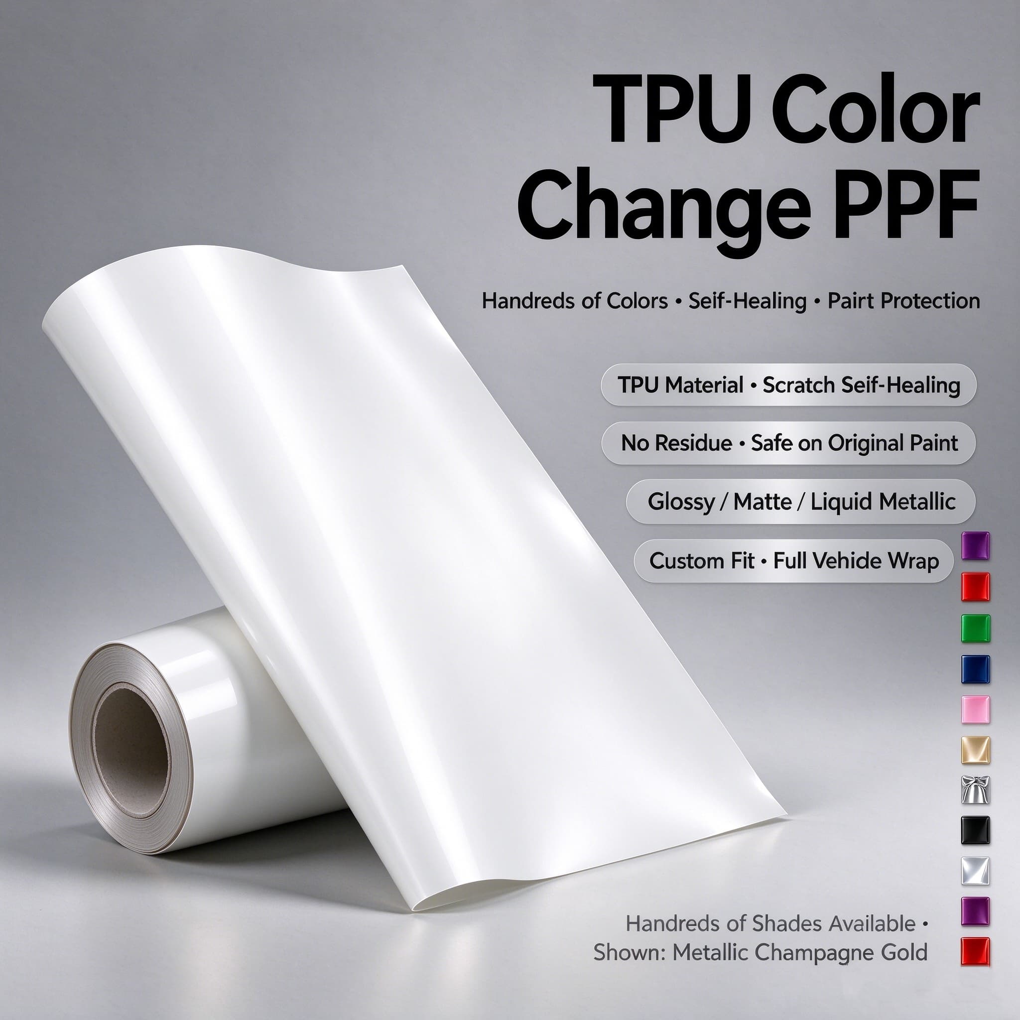 513ce49720dc4bd2b3f17baff85d8966.jpg Gloss Crystal White TPU Car Vinyl Film | Self-Healing Color Change Car Wrap