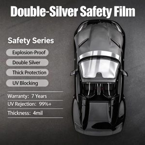 Factory‑direct Wholesale Magnetron Sputtered Metal Film, Thick Sun‑Protection Explosion‑Proof Safety Film, Double‑Silver Metal Heat‑Insulating Car Window Tint