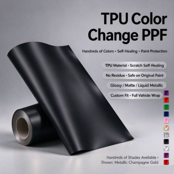 Super Matte Black TPU Car Vinyl Film | Scratch-Resistant Full Vehicle Wrap