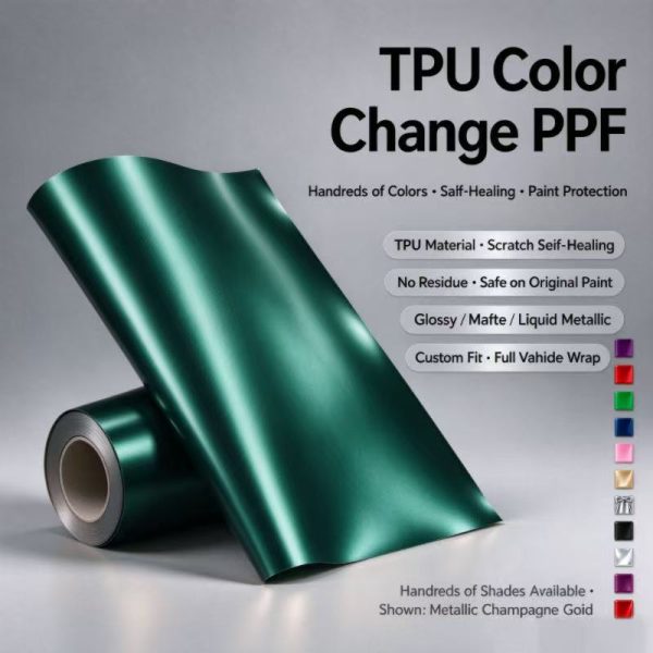 Metallic Emerald Green TPU Car Vinyl Film | Luxury Deep Green Car Wrap