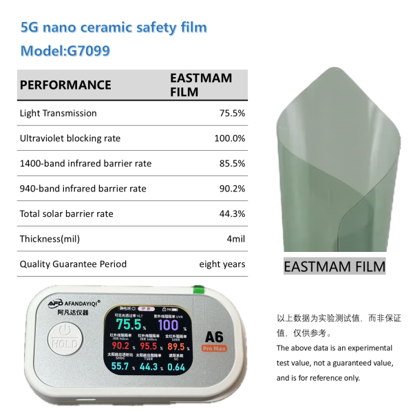 5G Nano Ceramic Safety Window Film, UV Sun Protection Heat Insulation Shatter-Proof Car Solar Tint Factory Wholesale Ready Stock