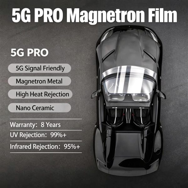 5G PRO Magnetron Sputtered Metal Film, Nano Ceramic Windshield & Side Window Tint, High Heat Rejection Full Car Window Film Factory Wholesale